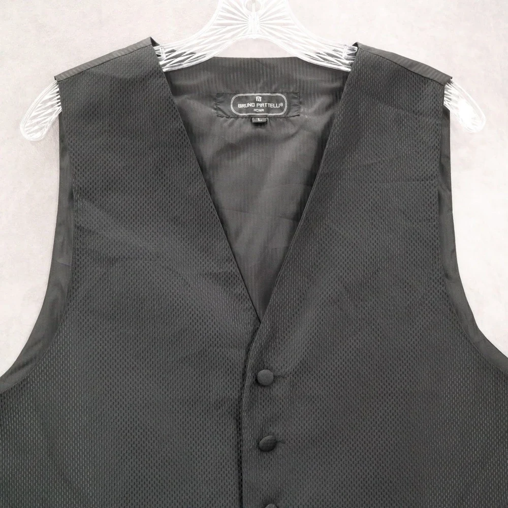 Bruno‎ Piattelli Black Checker 6 Button Waistcoat Tuxedo Formal Suit Vest 46R L